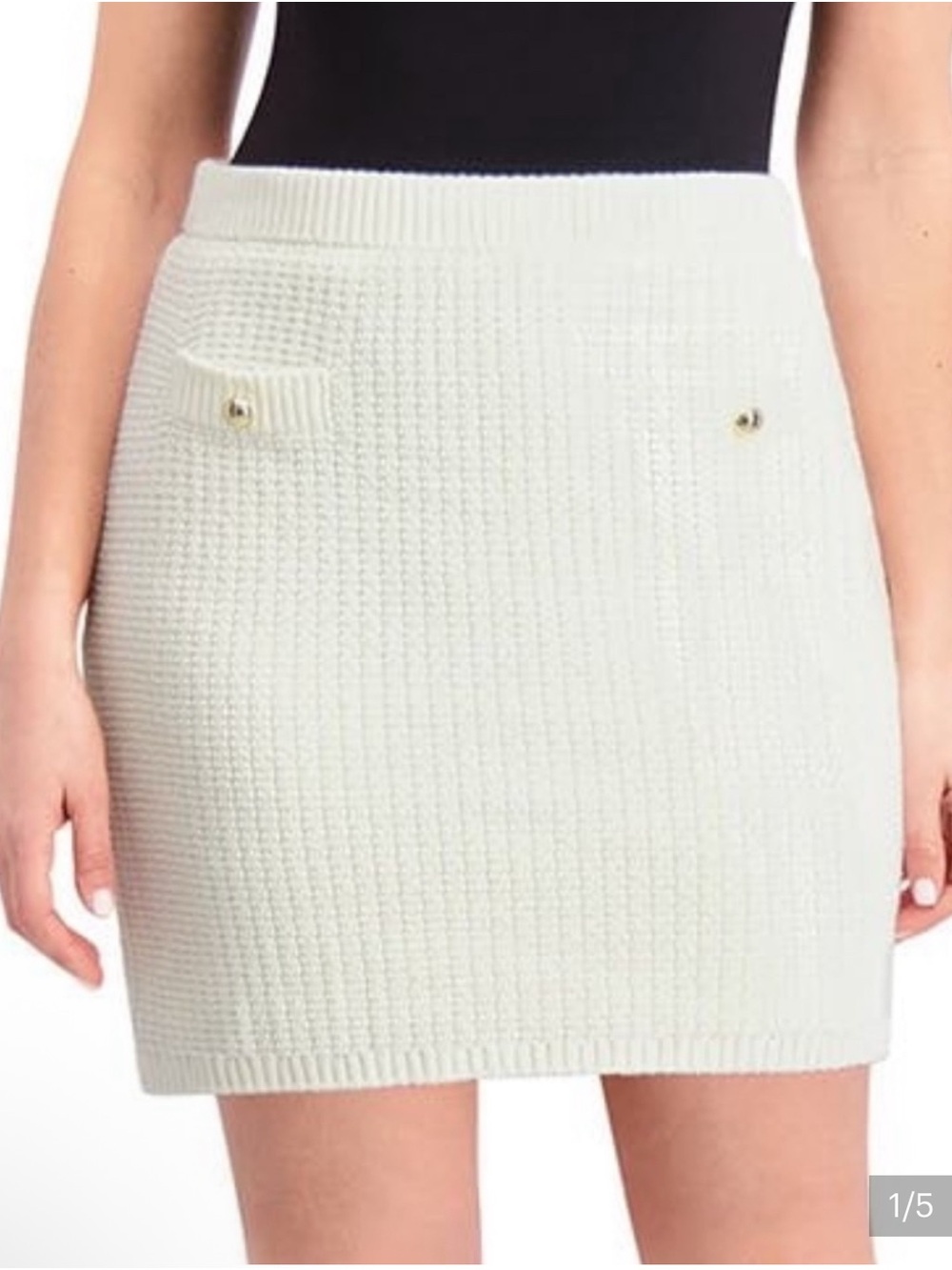 French Connection Sweater Skirt in Ivory with Gold Accents - Picture 2 of 2